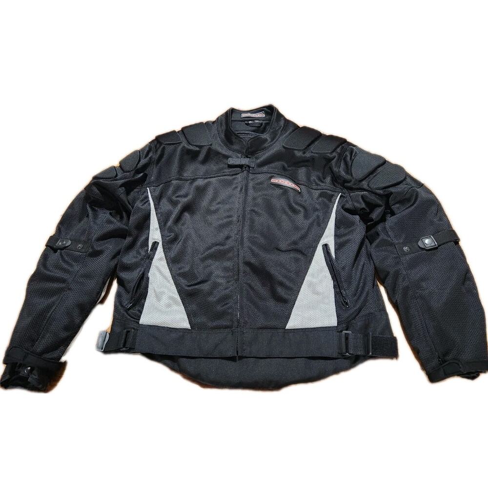 MOTOBOSS Mens Motorcycle Jacket Riding Racing Black Padded Moto Size XL